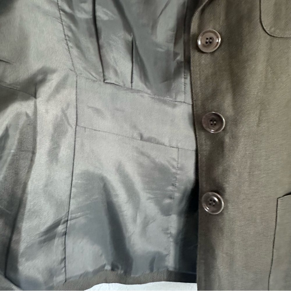 TALBOTS Petites Brown Women's Irish 100% Linen Blazer Jacket size 8 - Picture 6 of 8